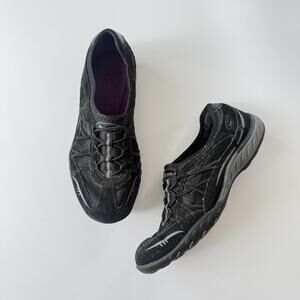 Skechers Sneaker Shoes Womens Size 6 Black Leather Slip On Walking 22456 Comfort